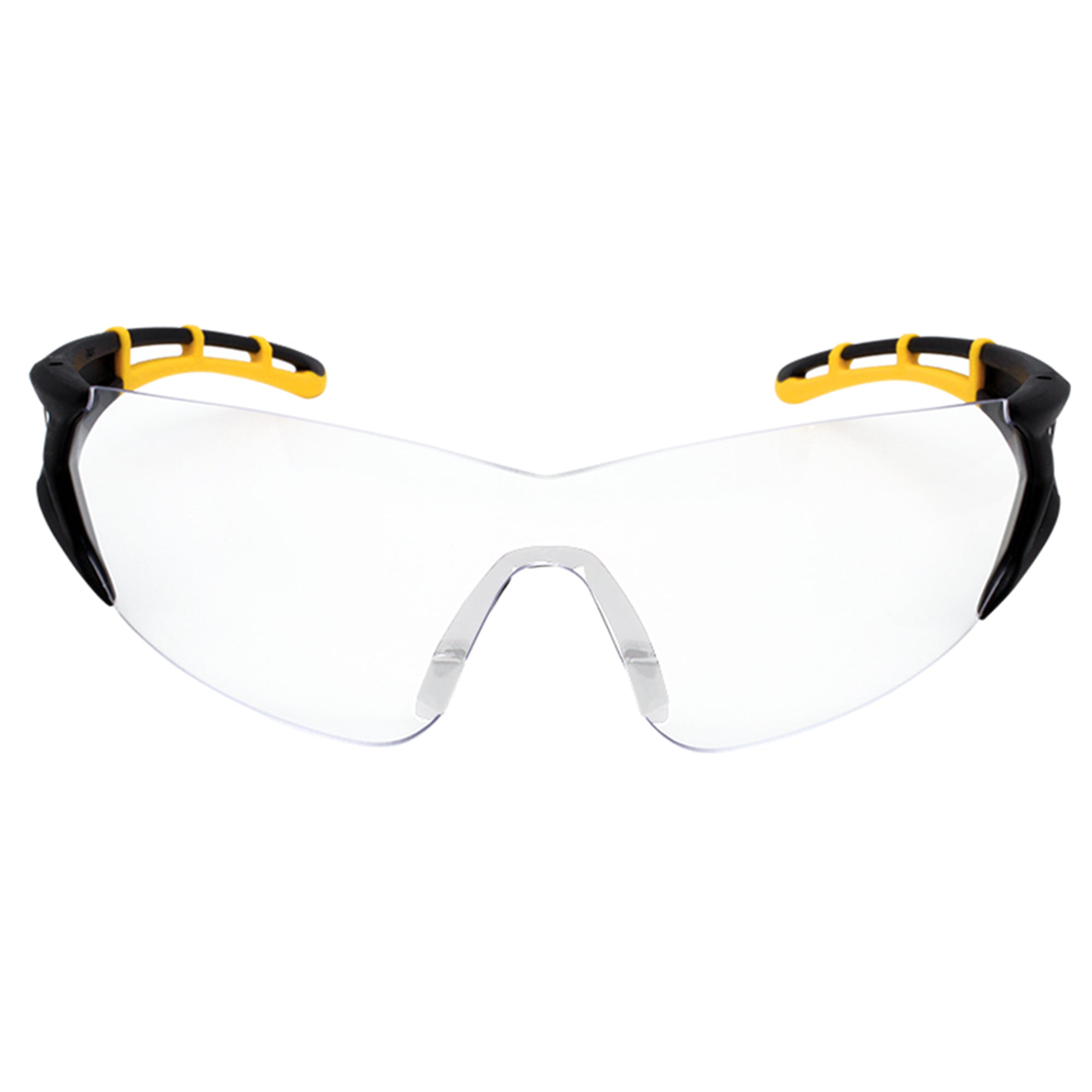 WORKHORSE® Modern, Premium Anti-Fog and Anti-Scratch Coated Safety Glasses, Black and Yellow Frame, Clear Lens