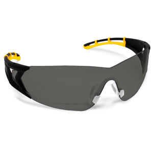 WORKHORSE® Modern, Premium Anti-Fog and Anti-Scratch Coated Safety Glasses, Black and Yellow Frame, Smoke Lens