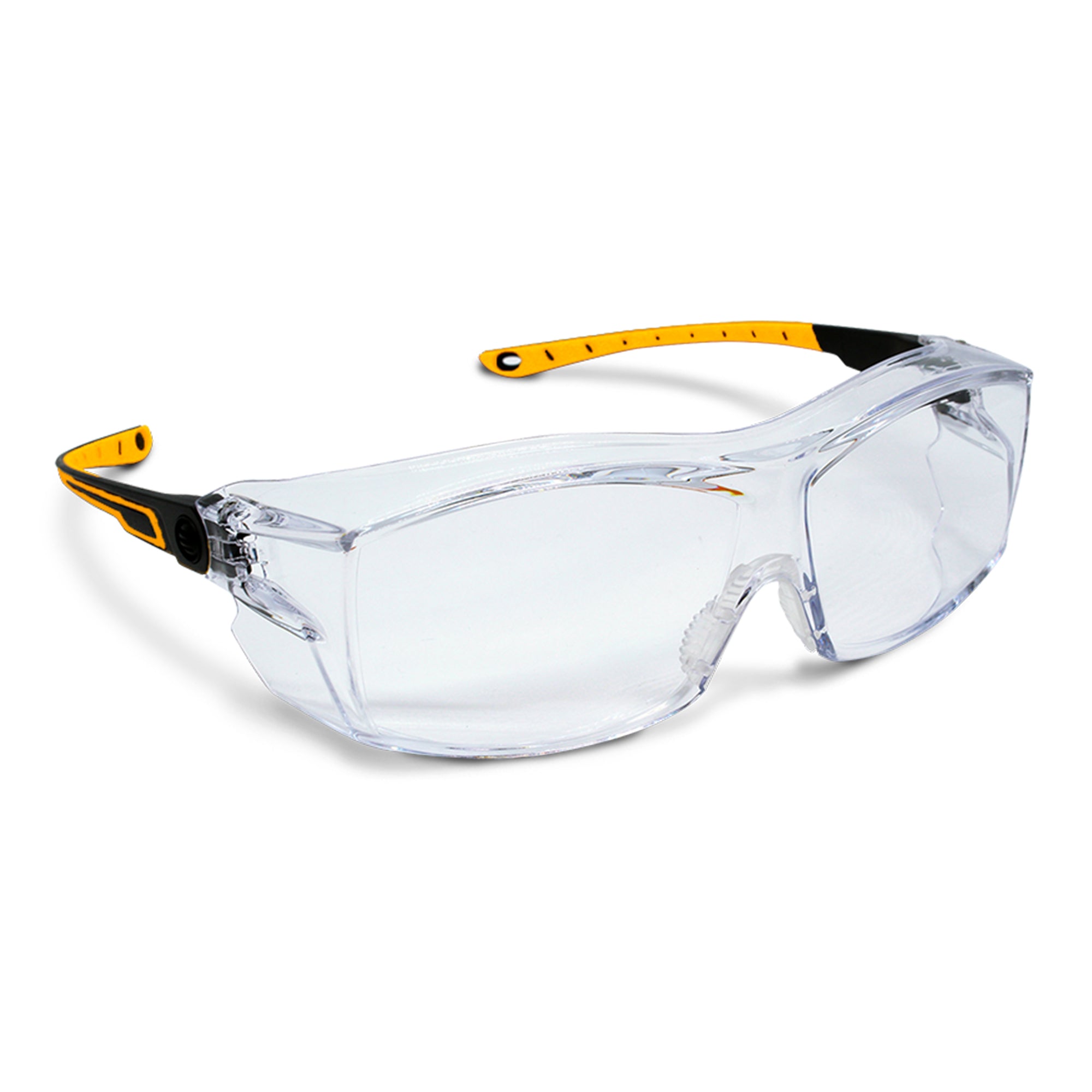 WORKHORSE® Clear OTG Safety Glasses with Anti-Scratch and Impact-Resistant Lens, Premium Anti-Fog and Ratchet Adjustable Temples to ensure a perfect fit
