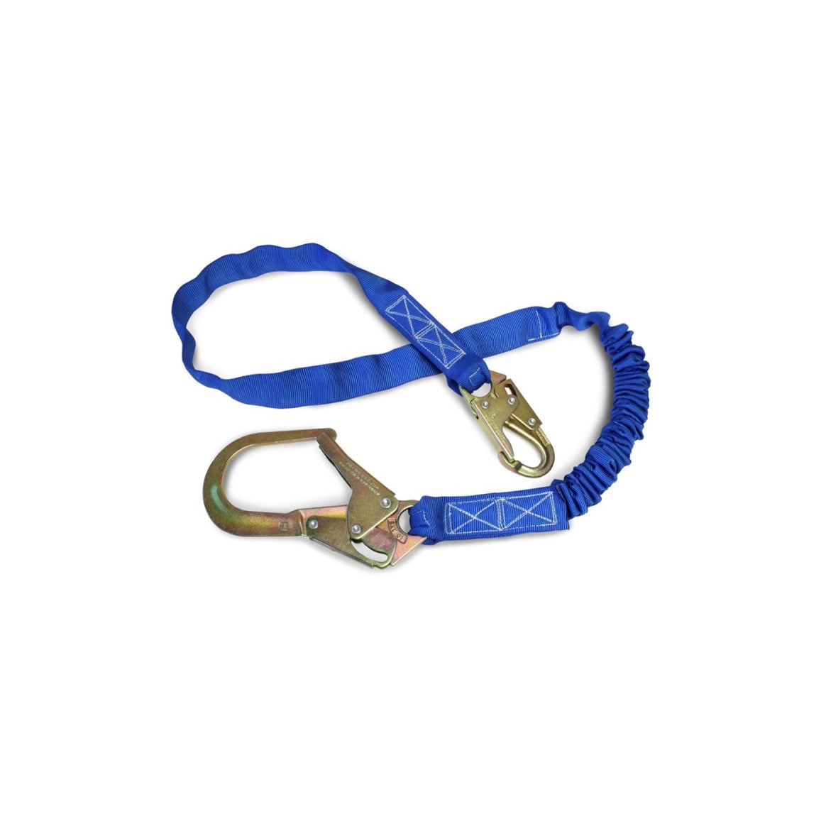 6' Workhorse Shock Absorbing Lanyard With Rebar Hook, Blue