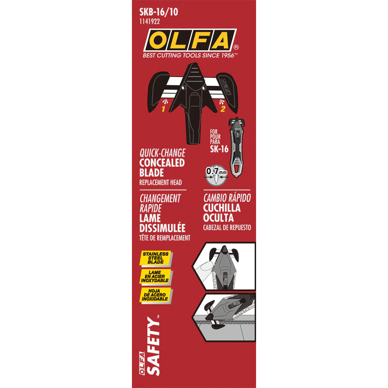 OLFA Quick-Change Concealed Blade Replacement Head, Pack of 10 SKB-16/10