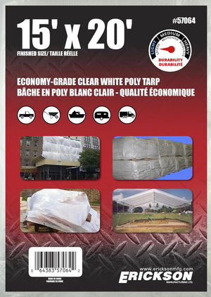 ALL-PURPOSE TARP 15 FT L X 20 FT W POLY CLEAR