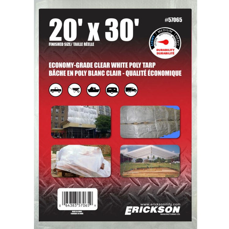 ALL-PURPOSE TARP 20 FT L X 30 FT W POLY CLEAR