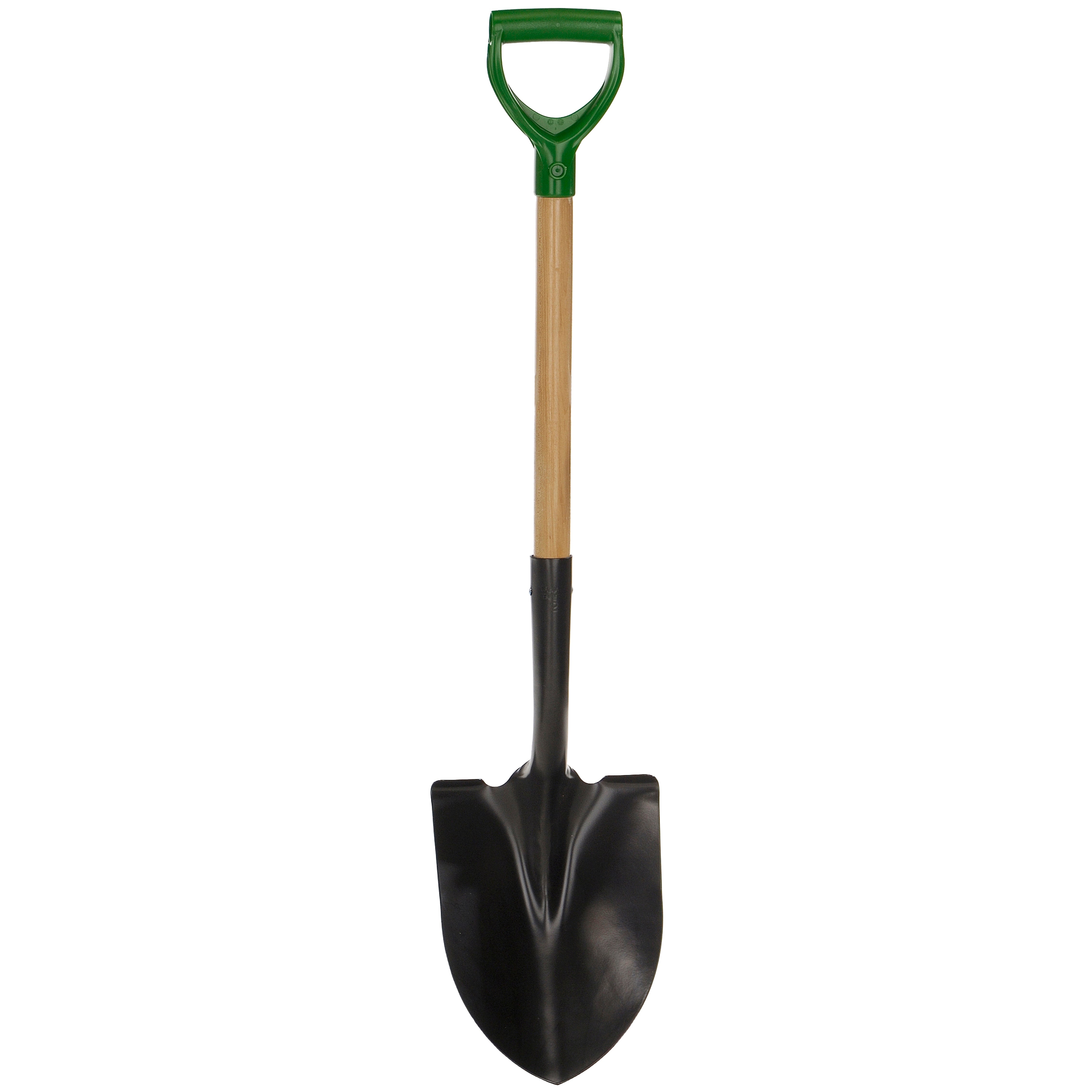 Round point shovel, wood handle, D-grip