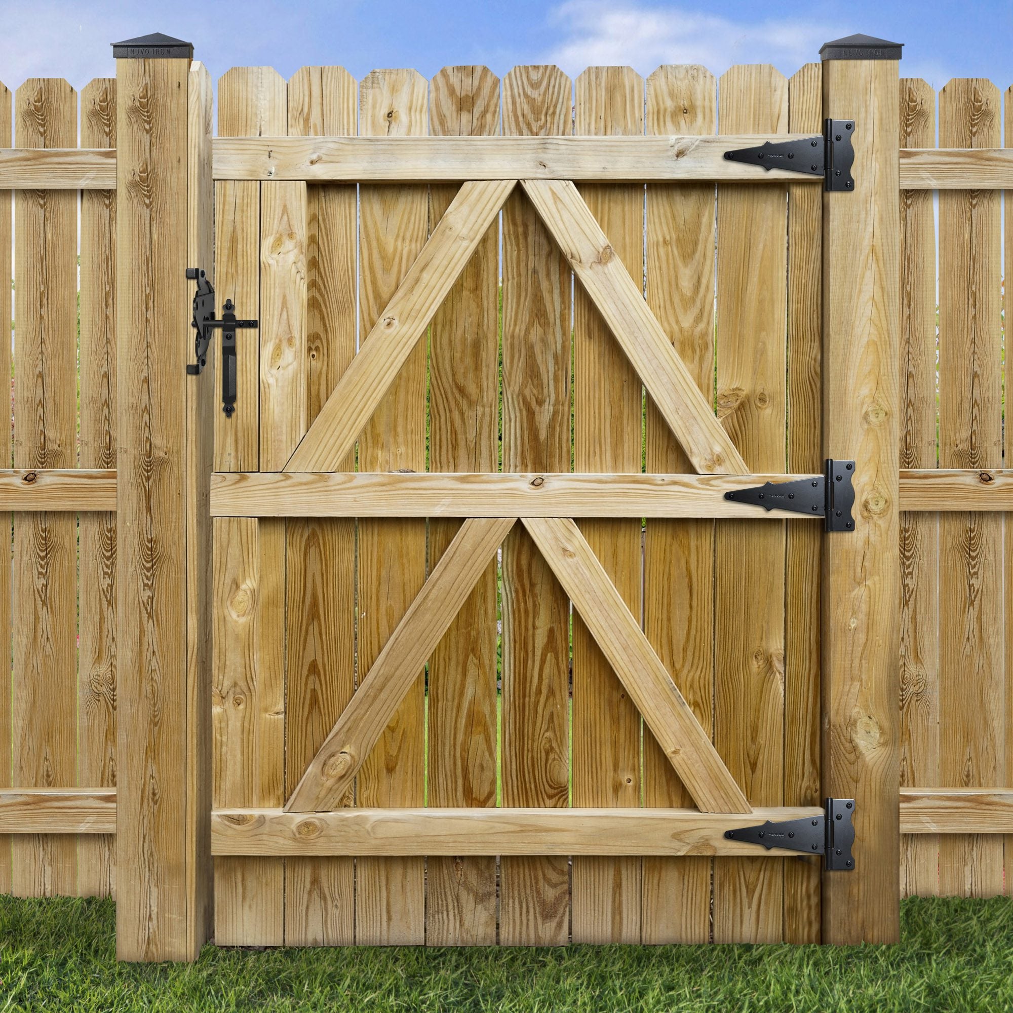 8" Galvanized Steel Tee Hinges, Black (2 Pack)