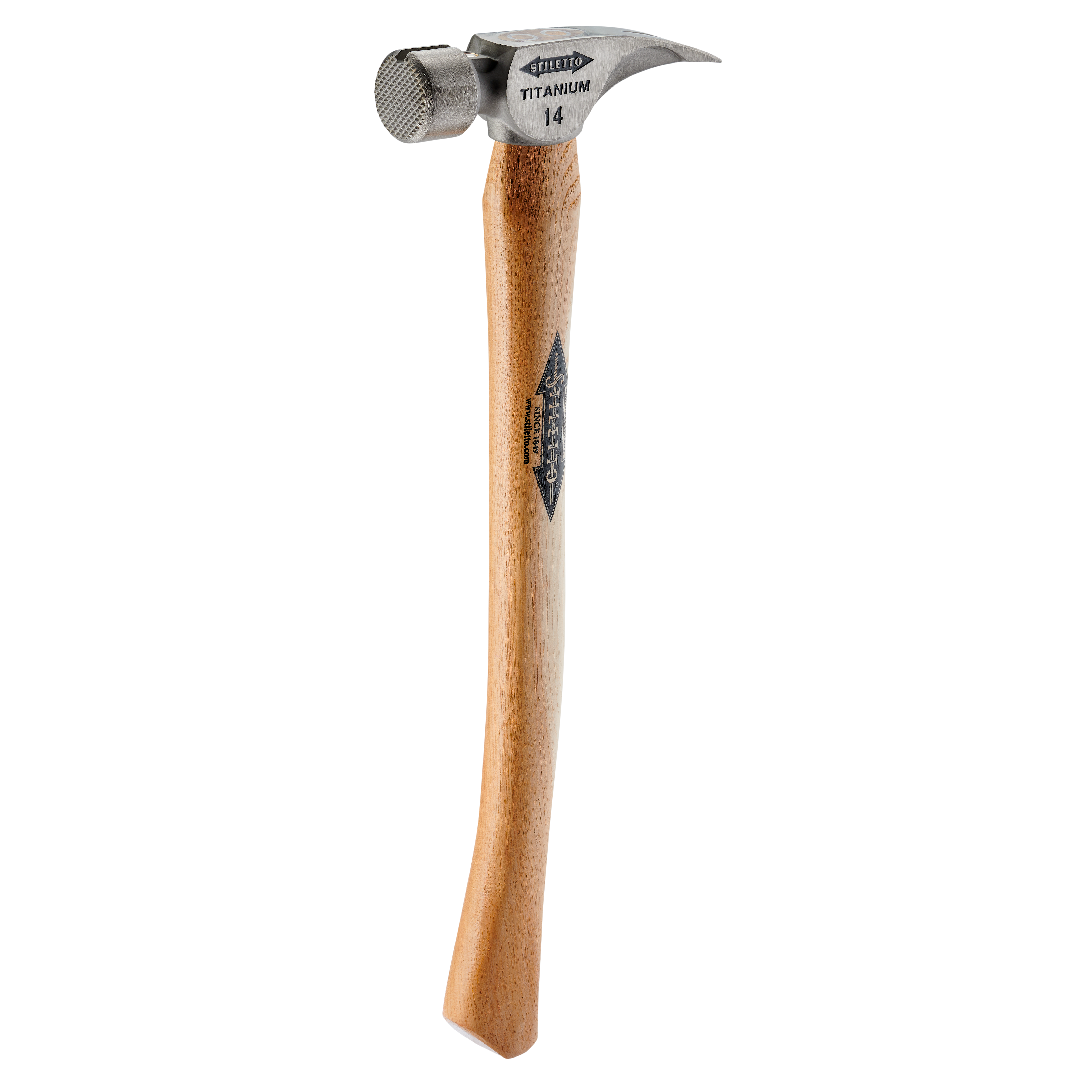 18" Titanium Milled Face Hammer With Straight Hickory Handle, 14oz