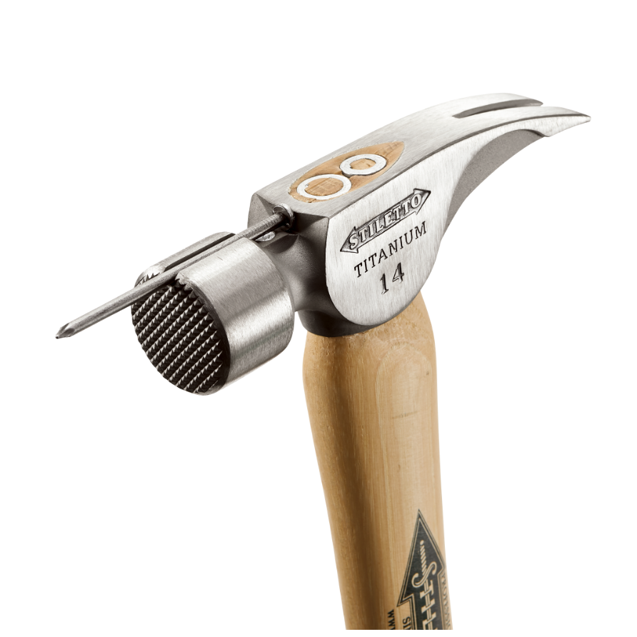 18" Titanium Milled Face Hammer With Straight Hickory Handle, 14oz