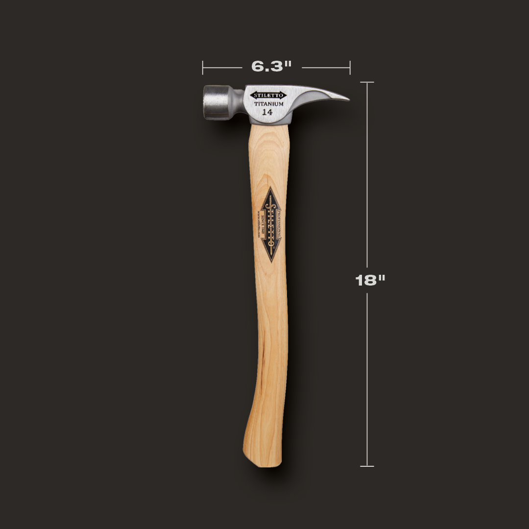 18" Titanium Milled Face Hammer With Straight Hickory Handle, 14oz
