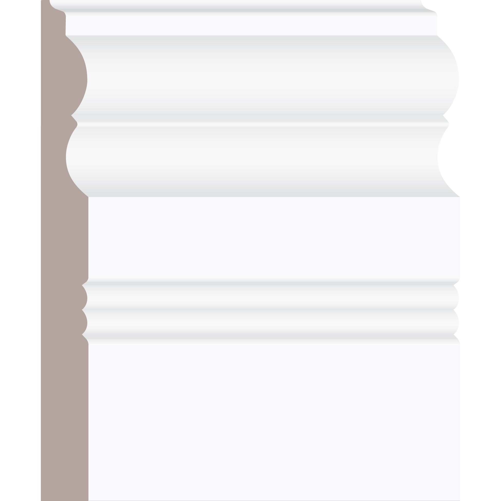 5/8"x6-1/2"x8' Ultra Light MDF Primed Victorian Baseboard