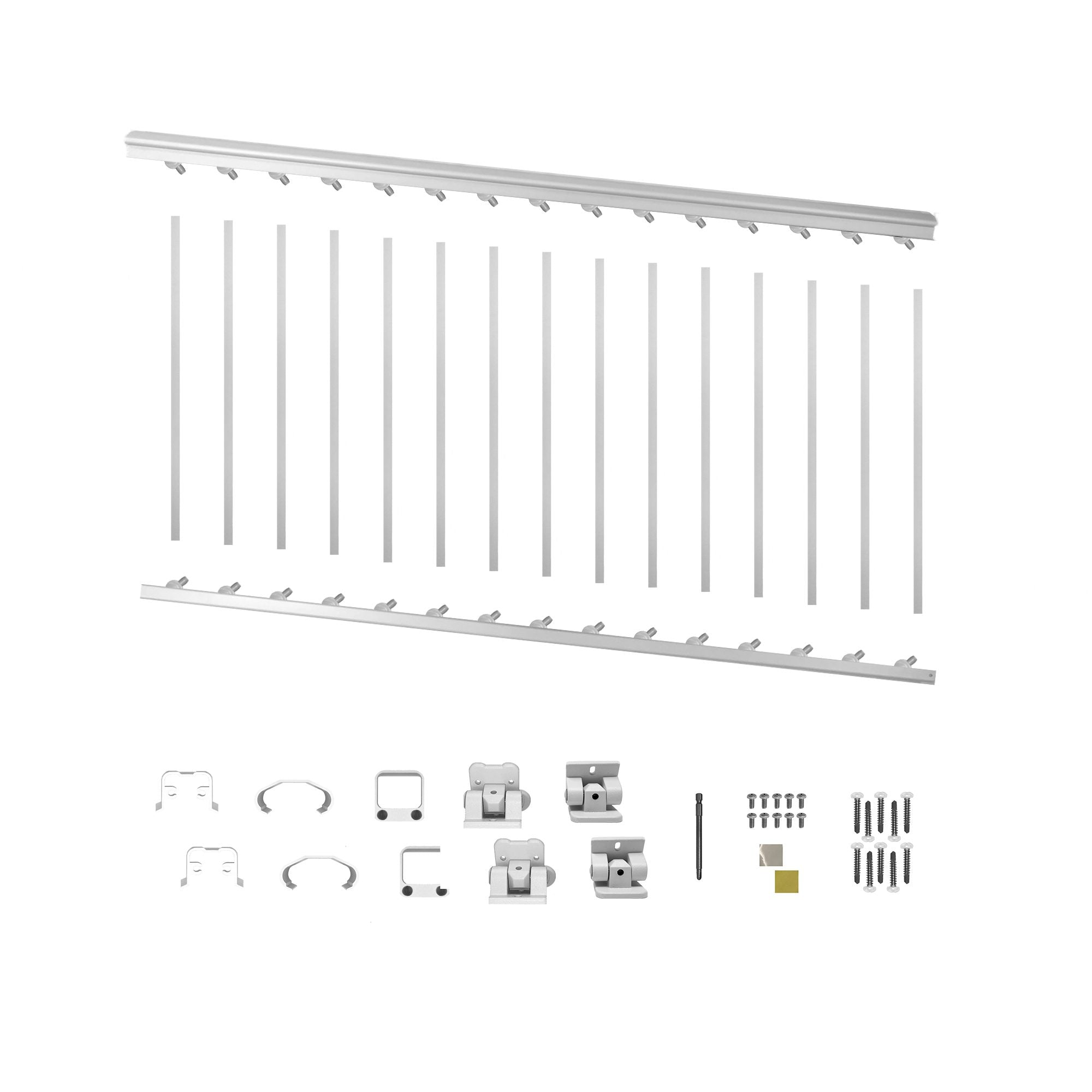 6′ Long x 36″ High White Aluminum Stair Railing Kit