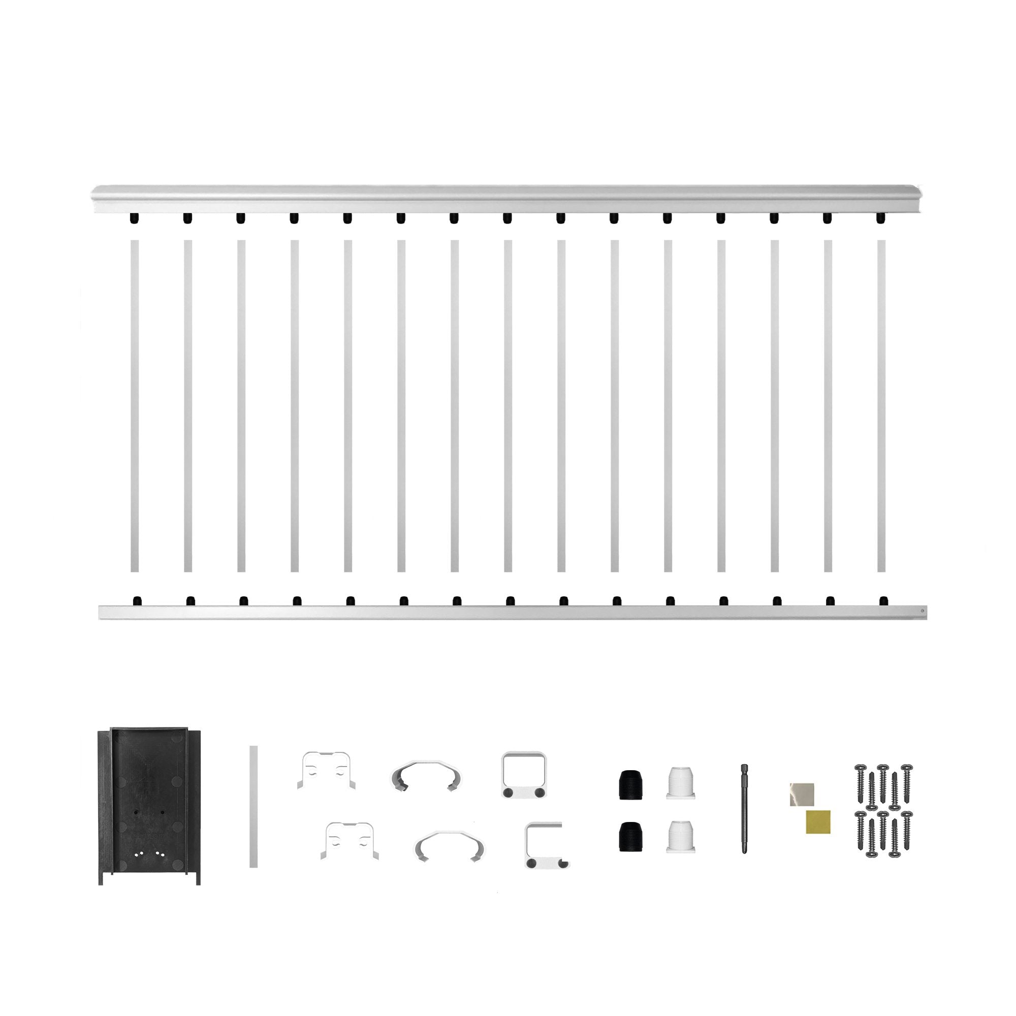 6′ Long x 42″ High White Aluminum Deck Railing Kit