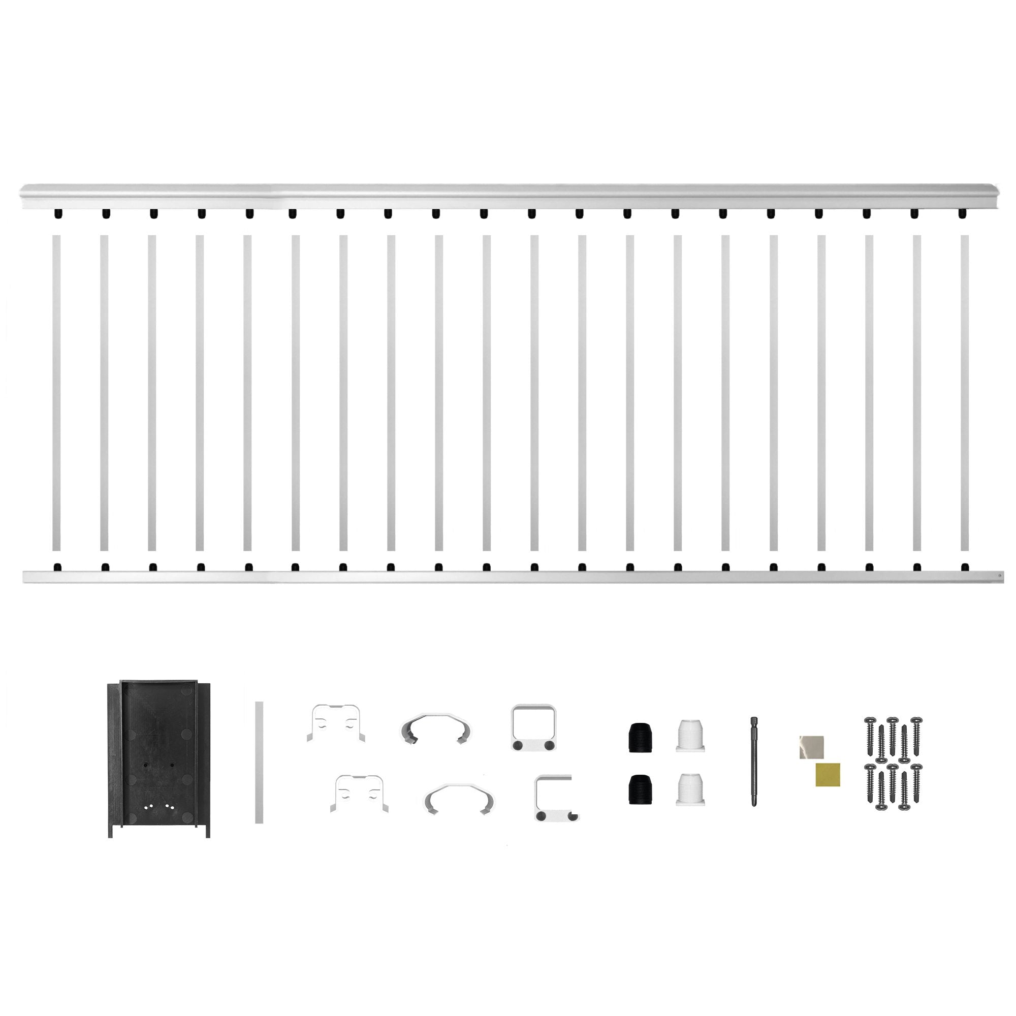 8′ Long x 42″ High White Aluminum Deck Railing Kit
