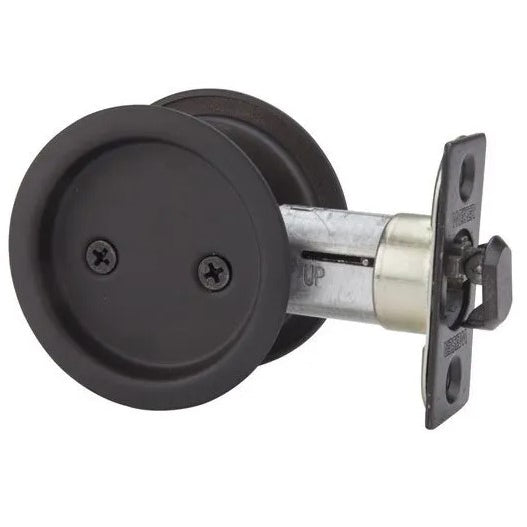 Round Pocket Door Lock - Passage, Matte Black