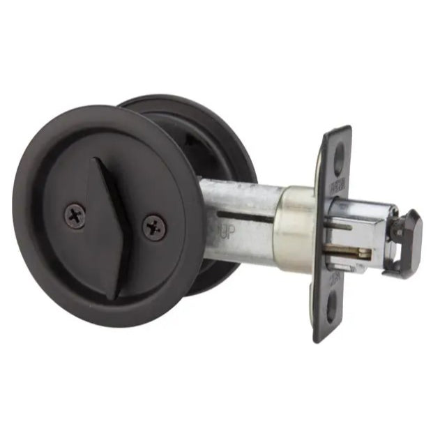 Round Pocket Door Lock - Privacy, Matte Black