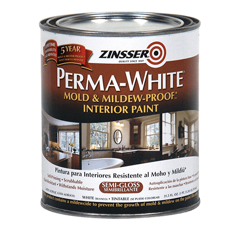 Zinsser Perma White Mould & Mildew Interior Paint in Tintable Semi Gloss, 3.78L