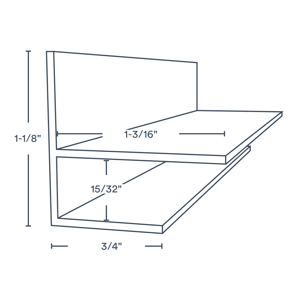 1-3/16"x1-1/8"x10’ Trusscore PVC F Trim, White