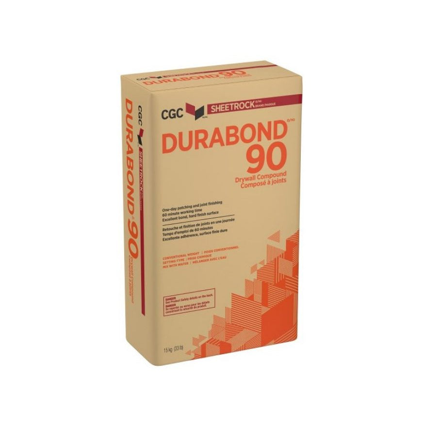 CGC Durabond 90 Setting-Type Joint Compound, Powdered, 15 kg Bag, 1 Bag