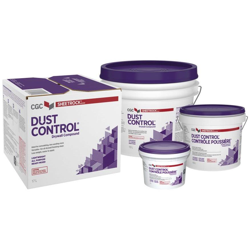 CGC Dust Control Drywall Compound, Ready-Mixed, 12 Liter Pail, 1 Pail
