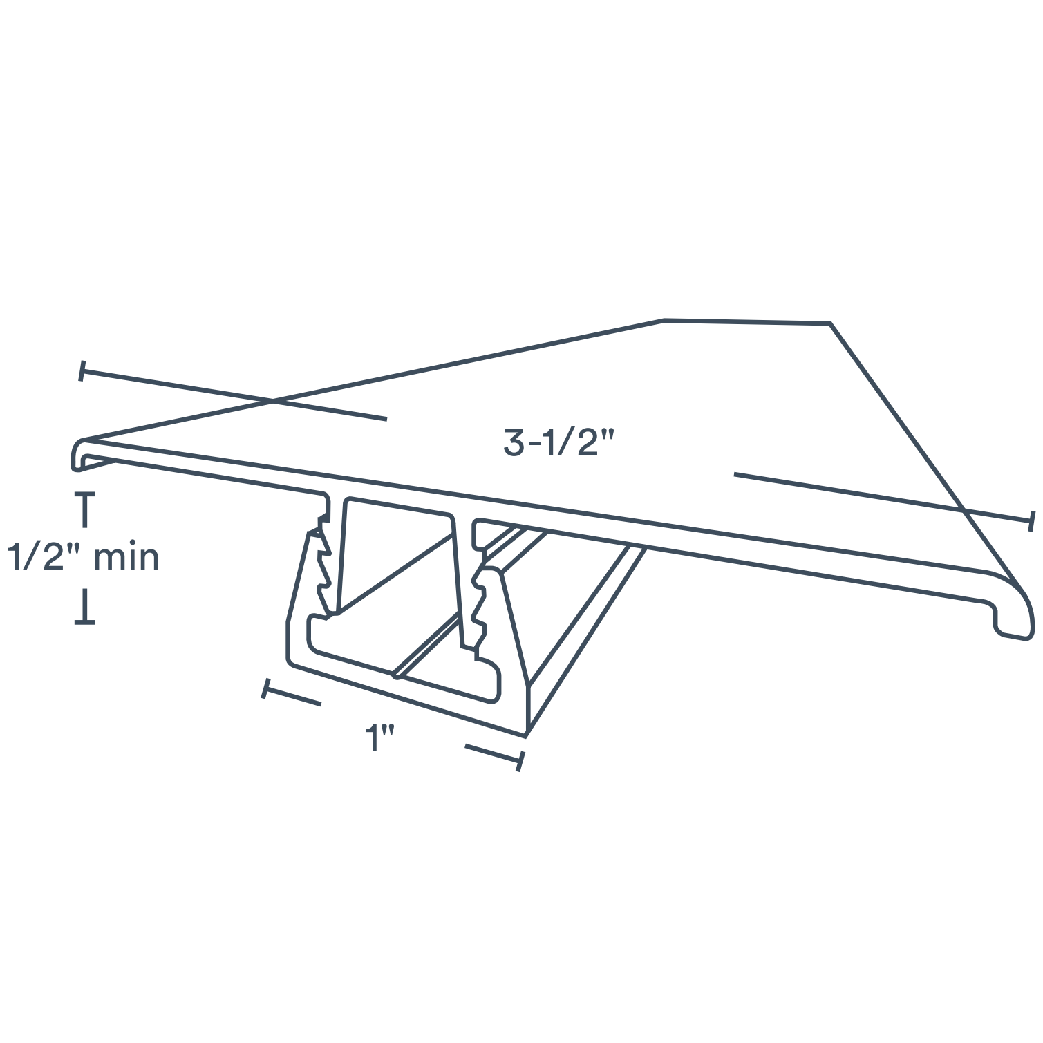 1/2"x3-1/2"x10’ Trusscore PVC H-Channel Snap-In Trim, White