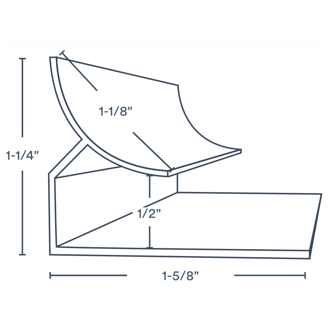 1-1/4"x1-5/8"x10' Trusscore Gray PVC Inside Cove Corner