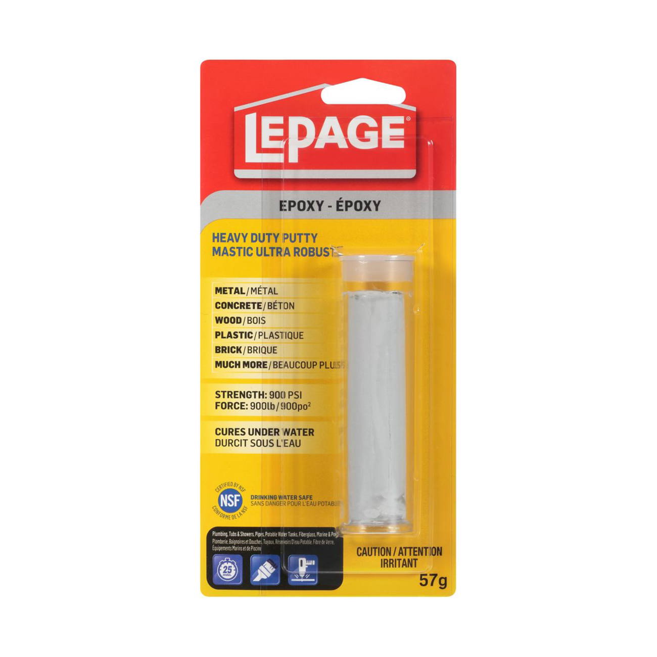 LePage Epoxy Putty, Gray All Purpose Repair, 57 g Stick, Pack of 1