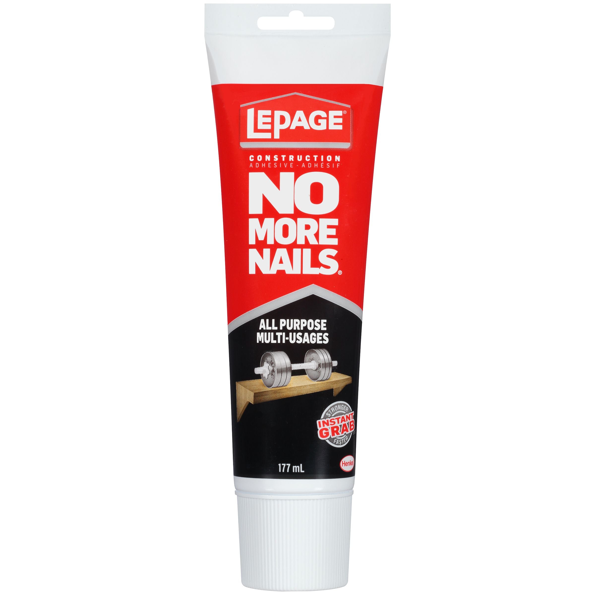 LePage No More Nails All Purpose Construction Adhesive, White, 177 ml Tube, Pack of 1