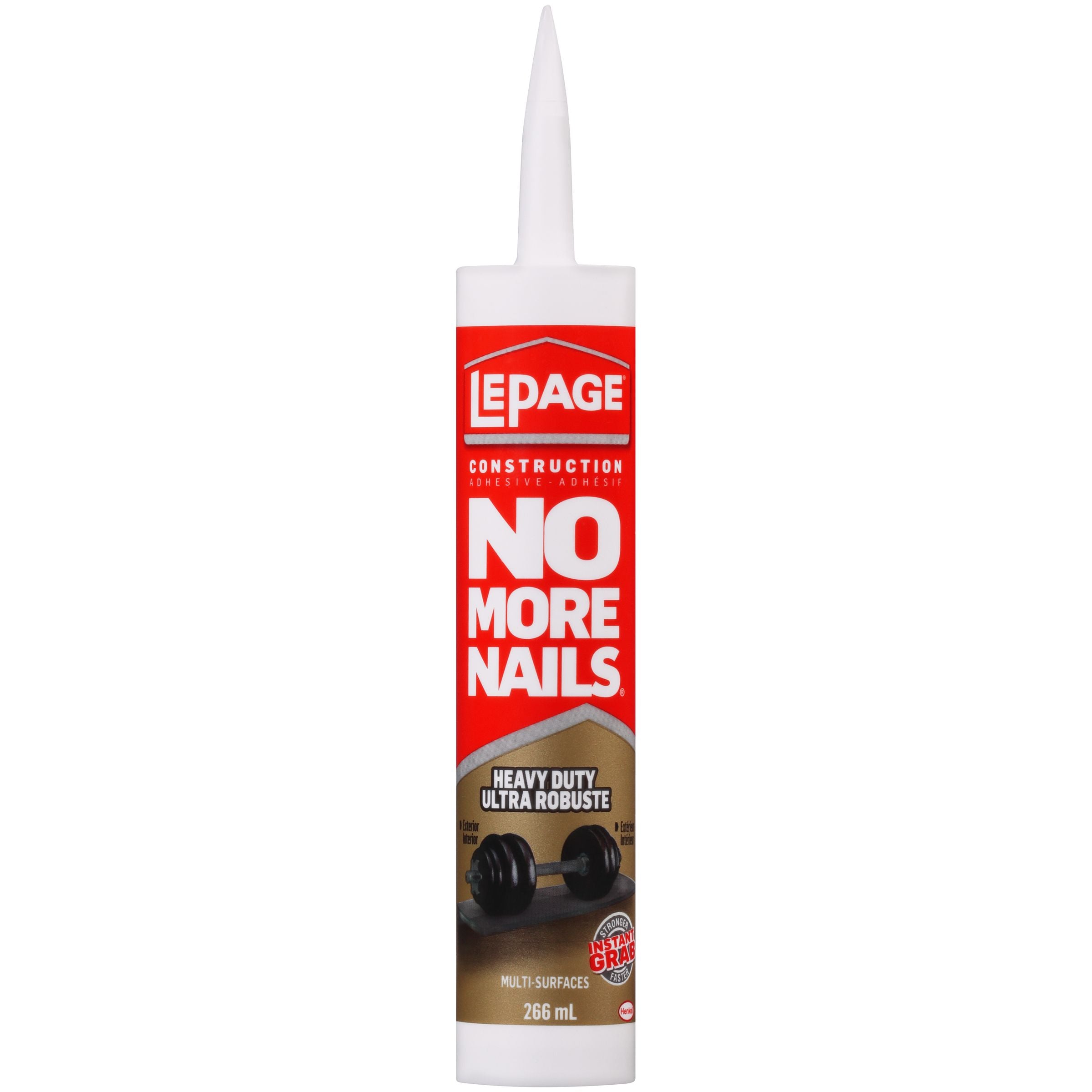 LePage No More Nails Heavy Duty Construction Adhesive, White, 266 ml Cartridge, Pack of 1