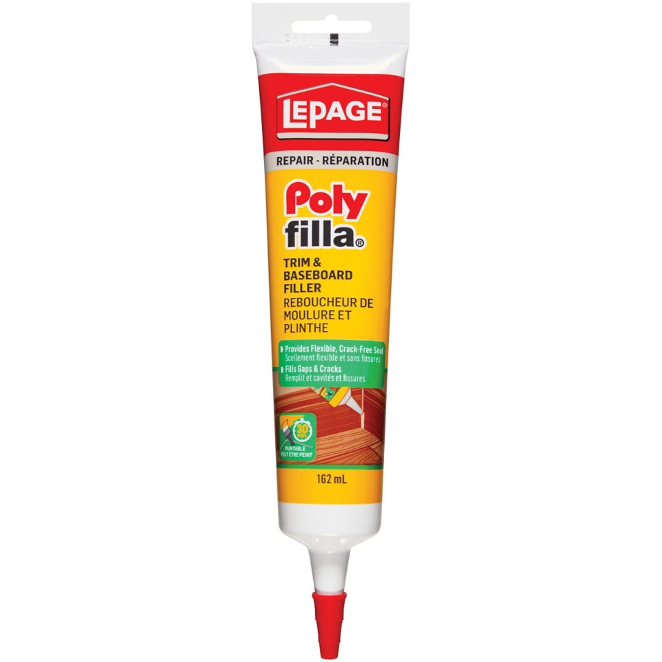 LePage Polyfilla Trim and Baseboard Filler, White, 162 ml Tube, Pack of 1