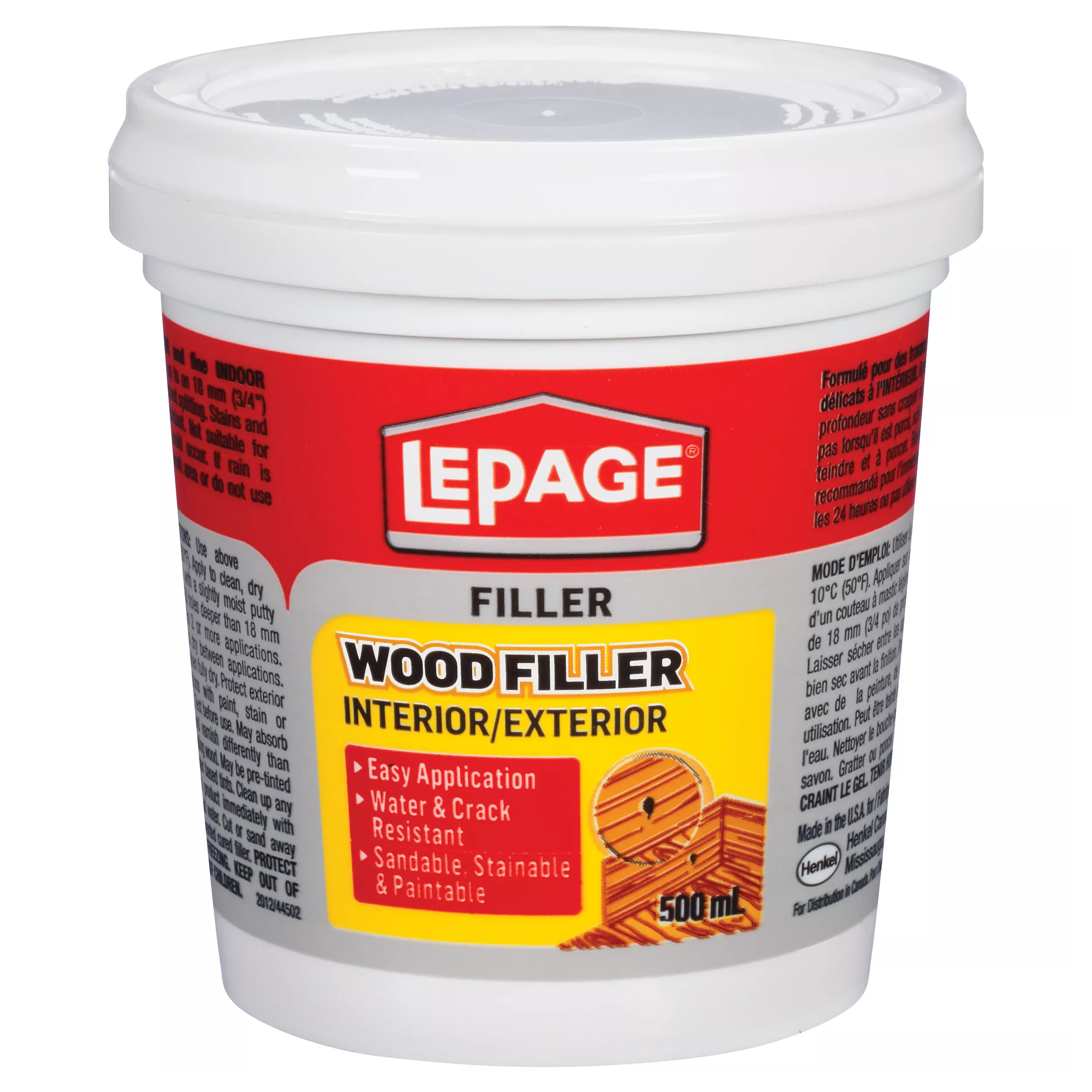 LePage Interior/Exterior Wood Filler, Light Tan, 500 ml Tub, Pack of 1