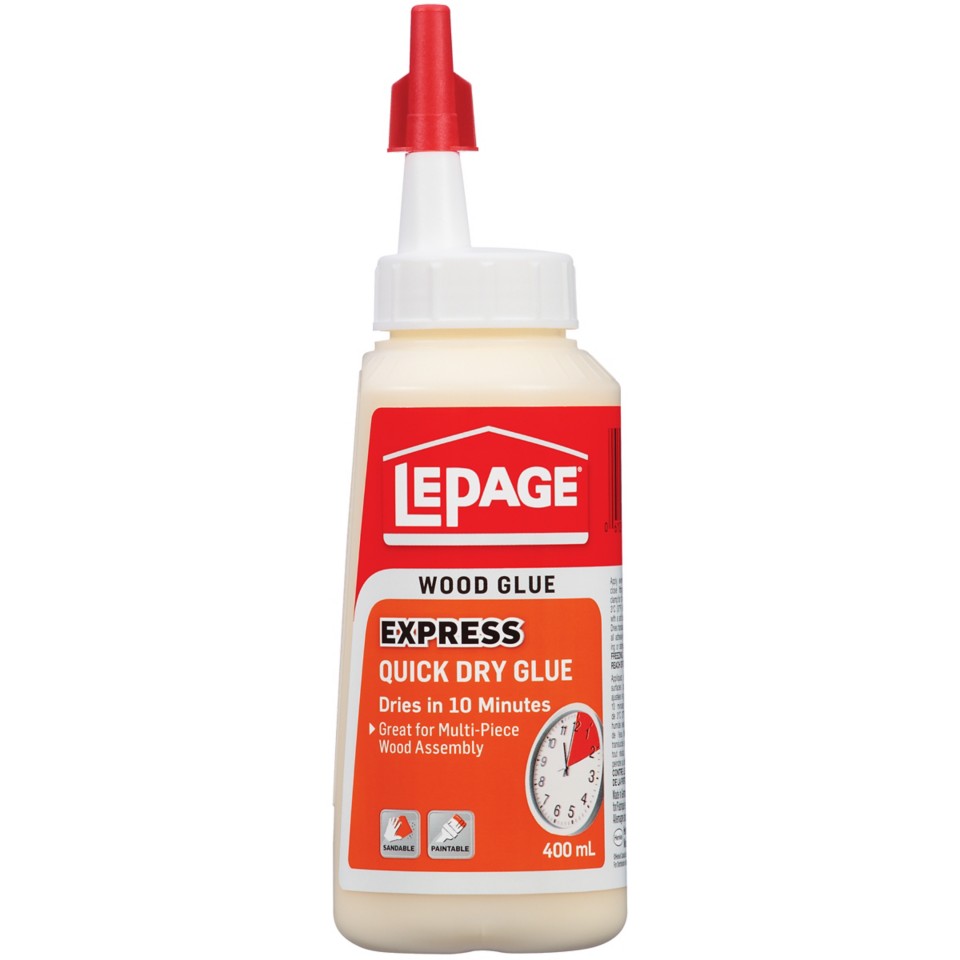 LePage Express Wood Glue, Translucent White Quick Dry, 400 ml Bottle, Pack of 1