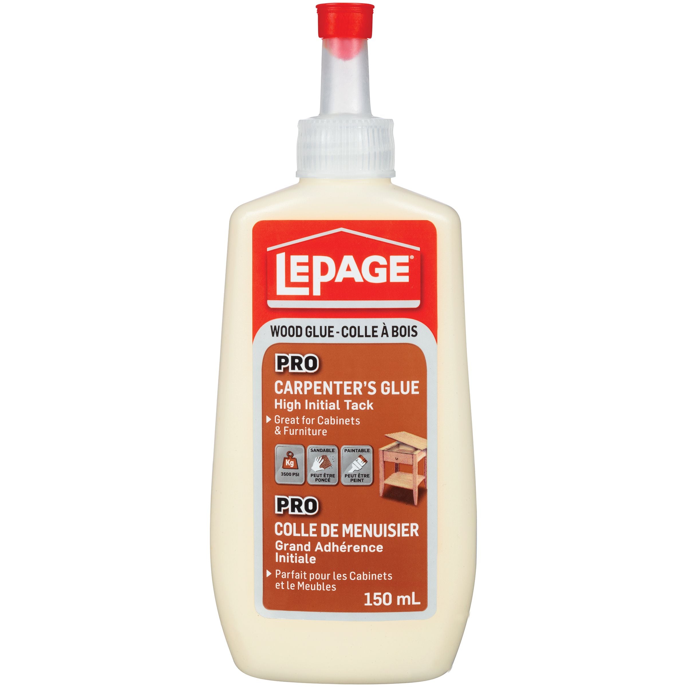 LePage Pro Carpenter’s Glue 150ml, Translucent Pale Yellow