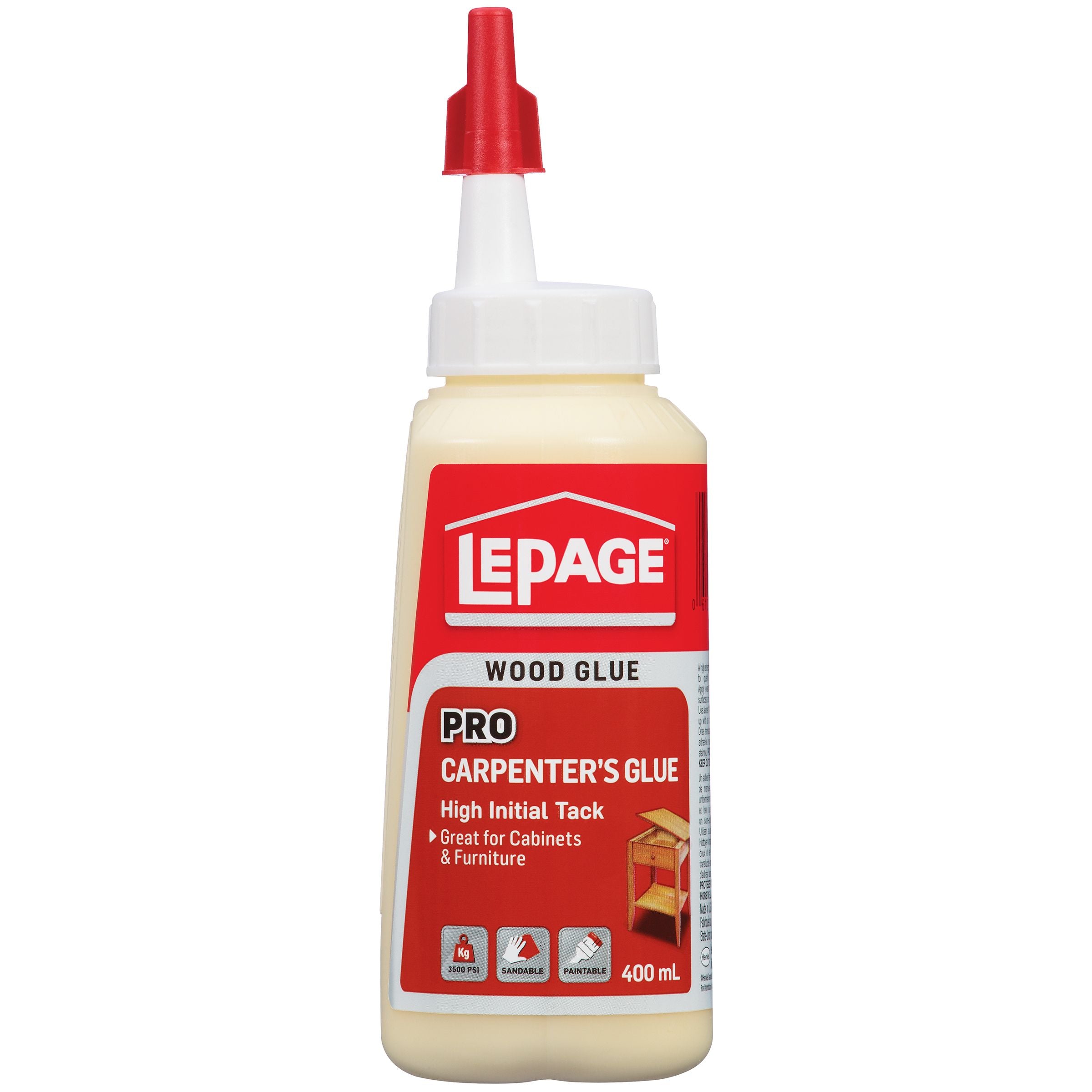 LePage Pro Carpenter’s Glue, Translucent Pale Yellow, 400 ml Bottle, Pack of 1