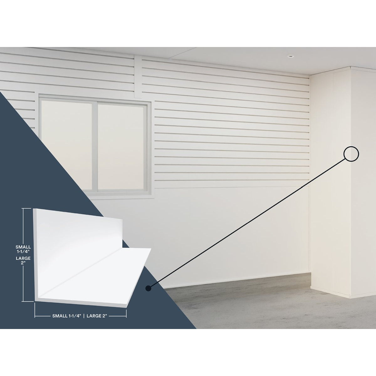 1-1/4"x1-1/4"x10’ Trusscore PVC Small Outside Corner Trim, Grey