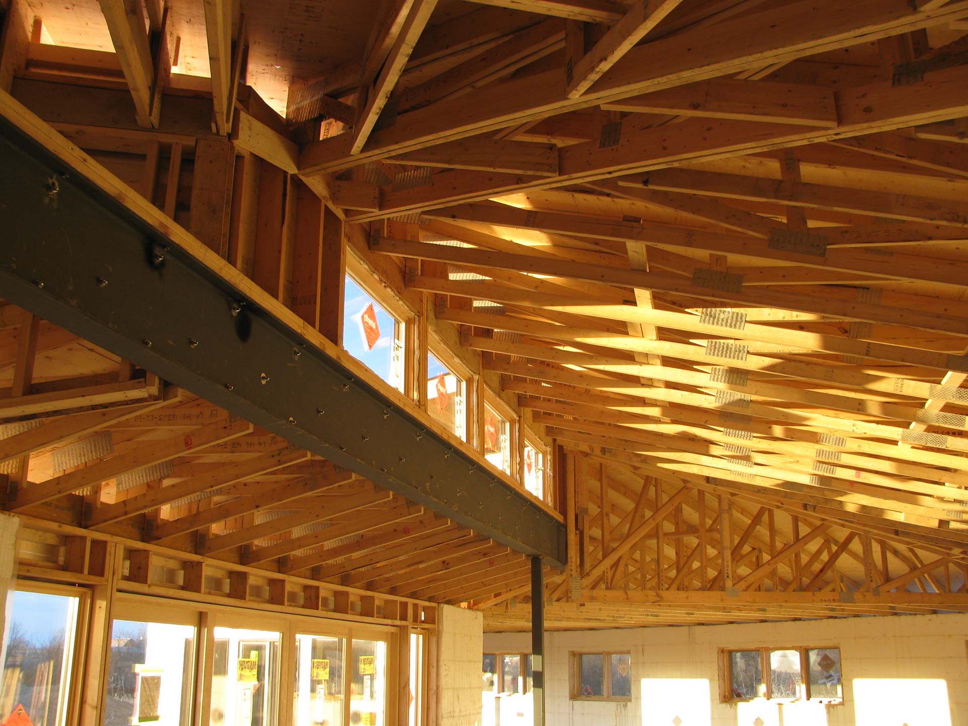 a background image of a truss roof design