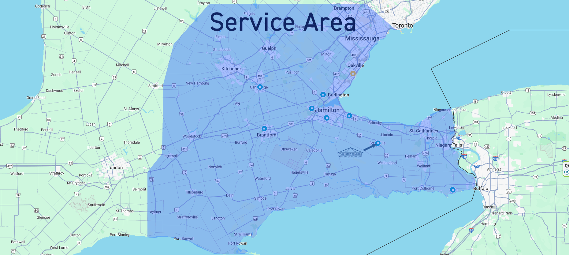 Turkstra Trusses Deliver & Service Area 
