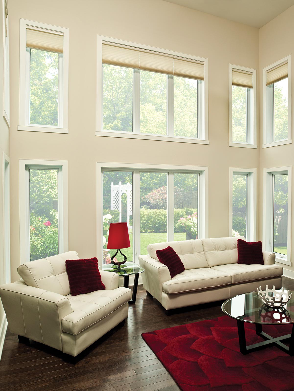 A beautiful display of fixed casement windows from Turkstra Lumber that span two storeys and at least twenty feet