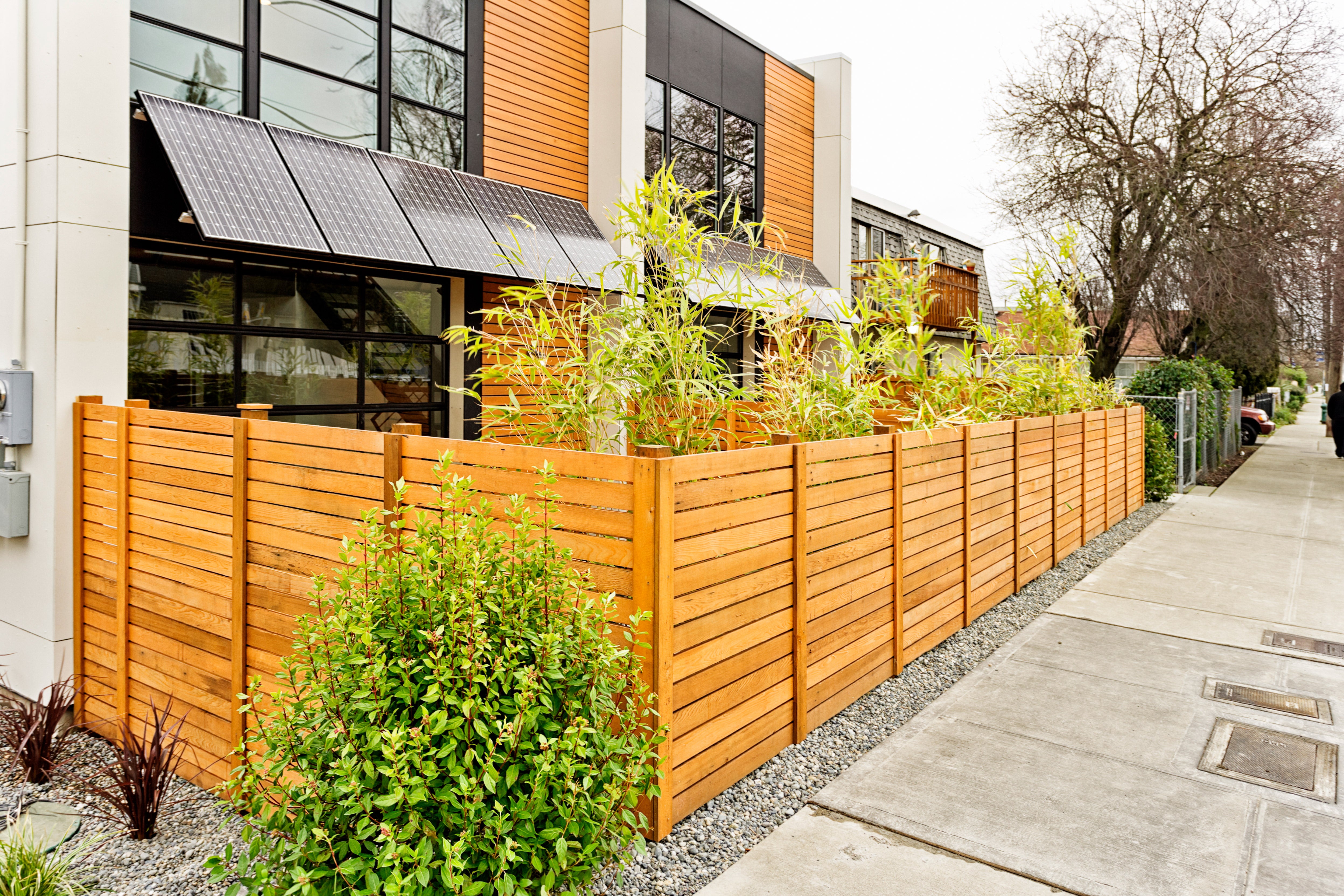 Horizontal pressure treated wood fence