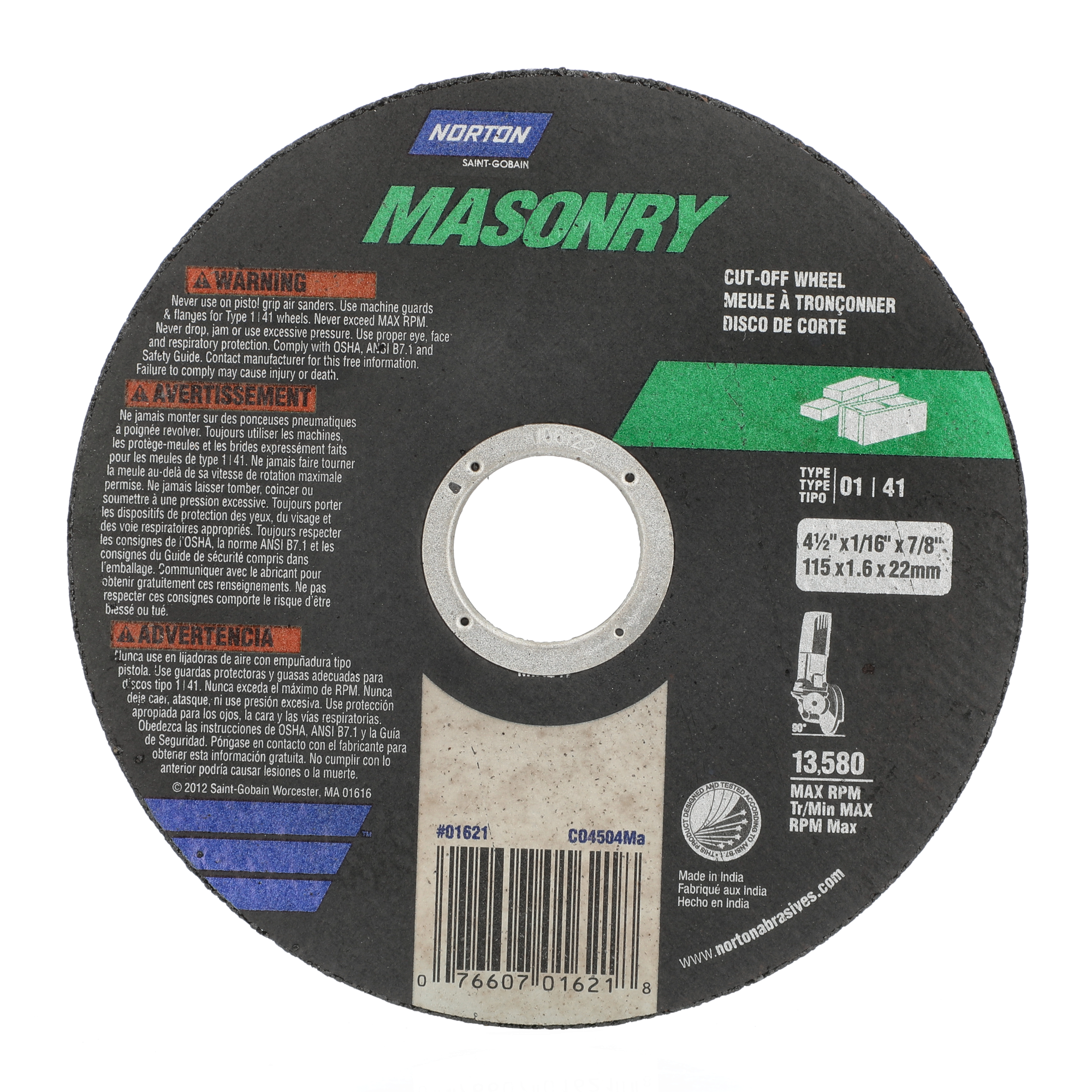 Masonry 4-1/2in C SC Type 01/41 Right Angle Cut-Off Wheel