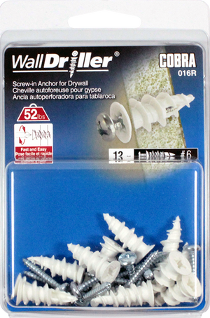 #6 Nylon WallDriller Anchor w/ Screw (12 Pack)