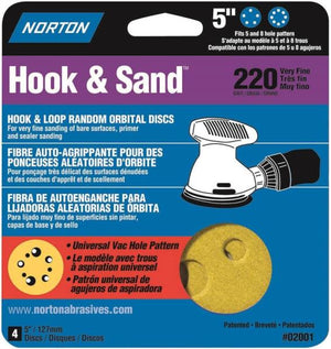 Hook & Sand 5in A290/A296 AO Very Fine P220 Grit Paper H&L Vacuum Disc