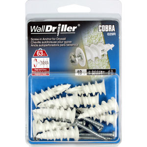 #8 Nylon WallDriller Anchor w/ Screw (10 Pack)