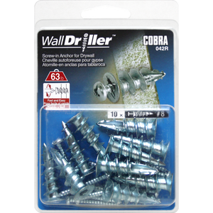 #8 Zinc WallDriller Anchor w/ Screw (10 Pack)