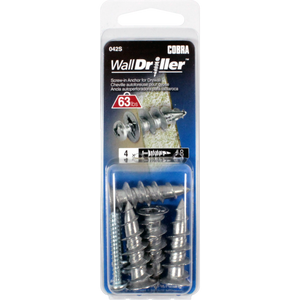 #8 Zinc WallDriller Anchor w/ Screw (4 Pack)