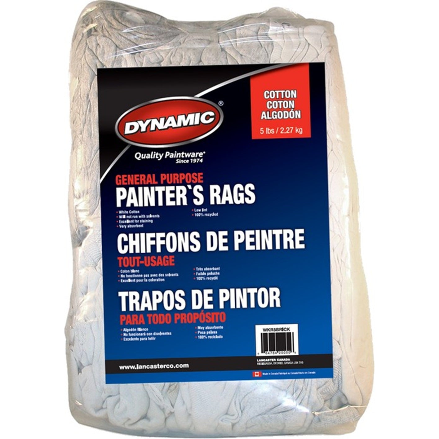 Dynamic Recycled White Cotton General Purpose Rags,  5lb (2.26kg)
