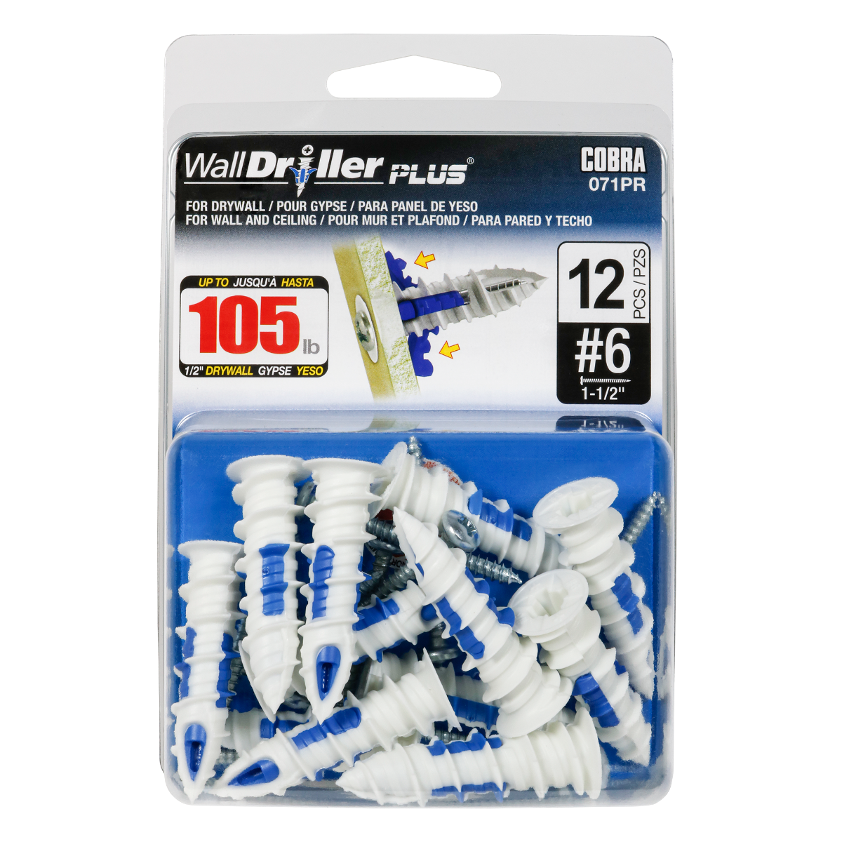 #6 WallDriller Drywall Anchors with Screws  (12 Pack)