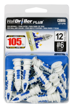 #6 WallDriller Drywall Anchors with Screws  (12 Pack)