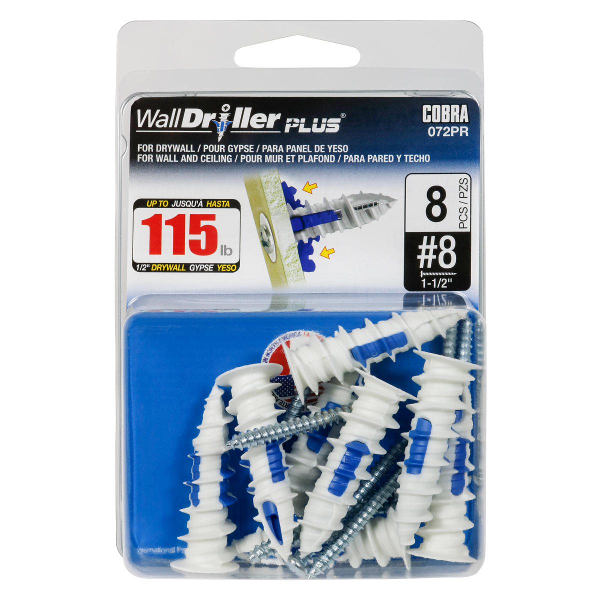 #8 WallDriller Drywall Anchors with Screws  (8 Pack)