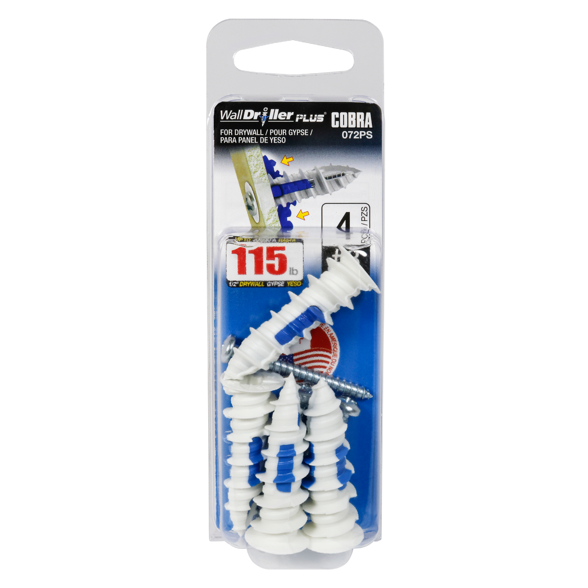 #8 WallDriller Drywall Anchors with Screws  (4 Pack)