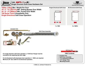 1060 Soft Close Pocket Door Kit L.E. JOHNSON PRODUCTS Sliding Door Hardware
