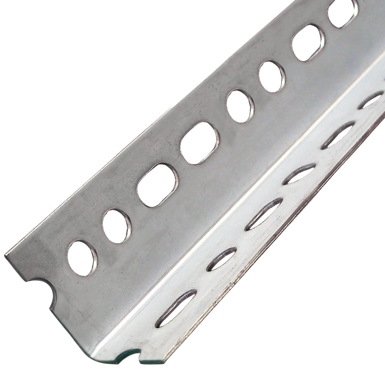 Hillman 1-1/2″ x 48″ Zinc Plated Steel Angle, a heavy-duty L-shaped metal bar with rows of evenly spaced circular mounting holes along both sides.